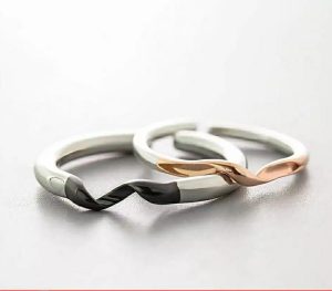 SILVER COUPLE PROMISE TWIST RING SET