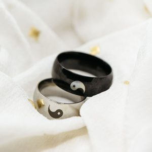 STAINLESS STEEL YIN AND YANG MATCHING RINGS FOR COUPLES