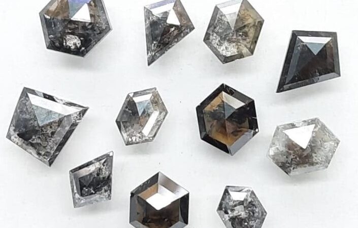 Different size salt and pepper diamonds